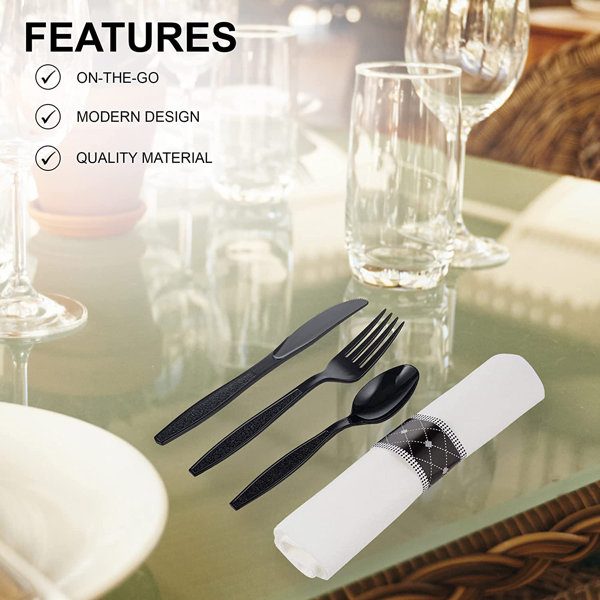 MT Products MT Product Individually Wrapped Plastic Cutlery Set with